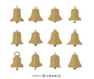 Gold Christmas bells silhouettes Gold Christmas bells silhouettes