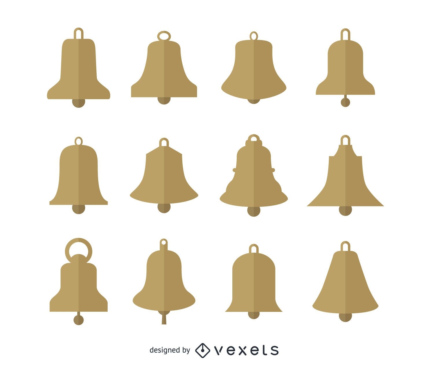 Gold Christmas bells silhouettes