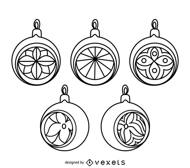 Classic Christmas Ornament Outlines Set Vector Download