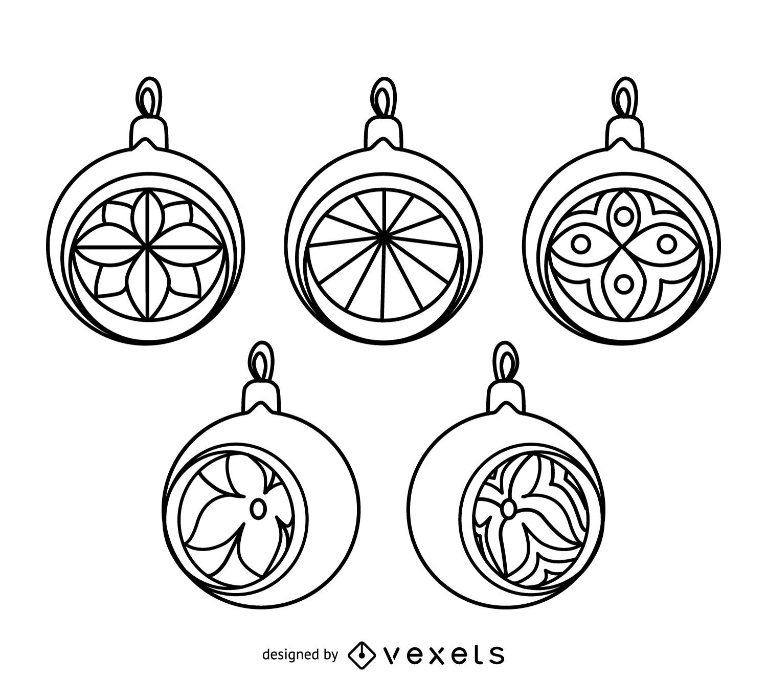 Classic Christmas ornament outlines set