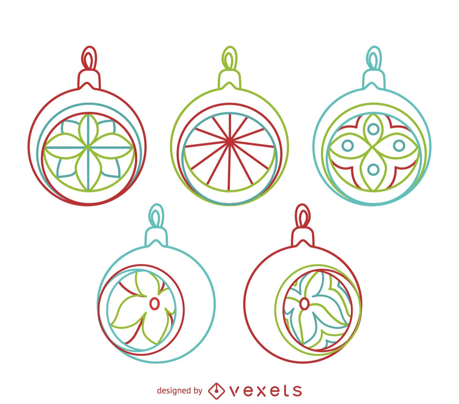 Christmas circle ornament outlines