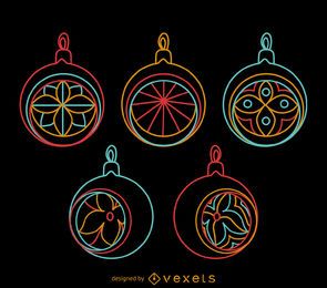 Adornos navideños redondos de neón