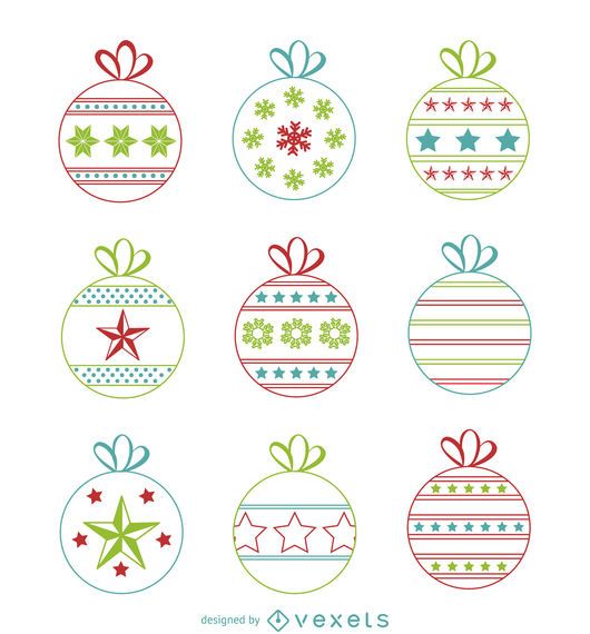 Bolas de Navidad con diseños establecidos. Bolas de Navidad con diseños establecidos.