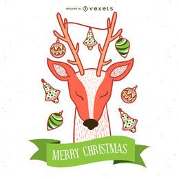 Christmas Deer Illustration Vector Download