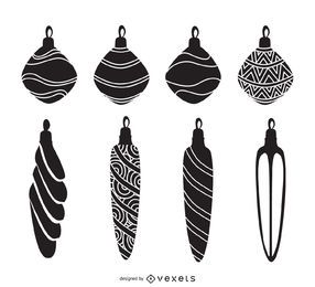 Conjunto de decorações para árvores de natal