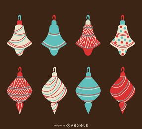 Conjunto de adornos navideños retro