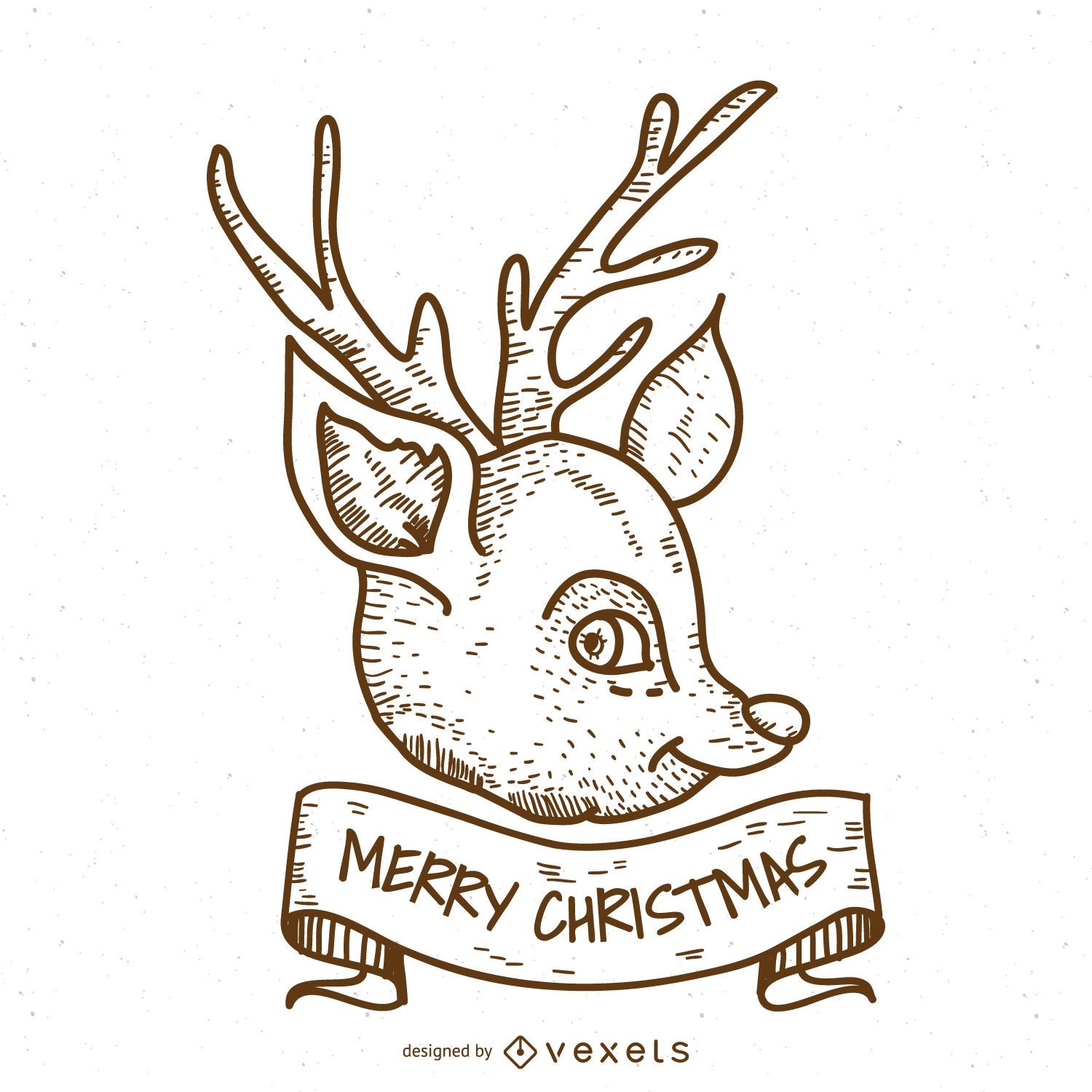 Diseño de ciervos navideños dibujados a mano