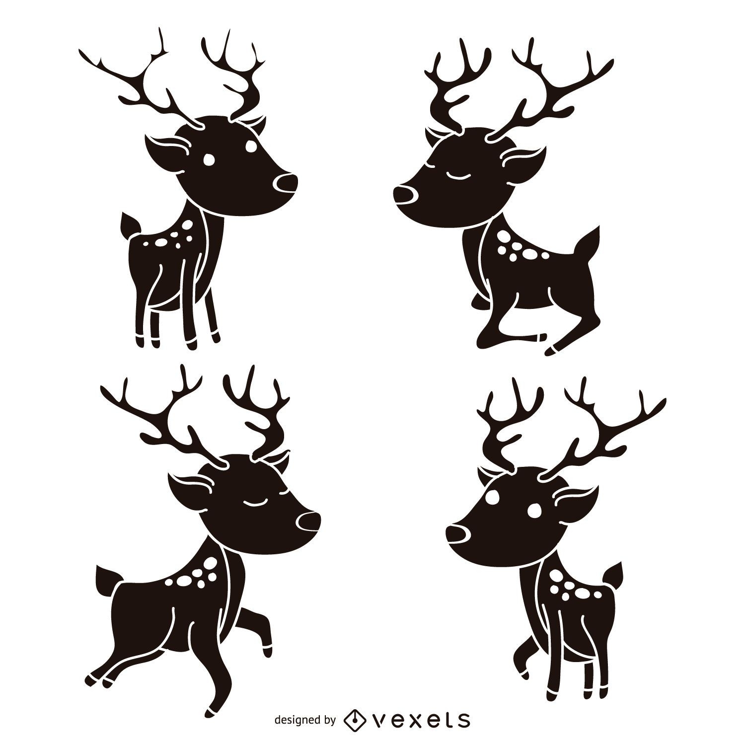 Reindeer silhouette set