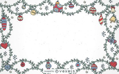 Moldura de enfeites de Natal desenhada à mão