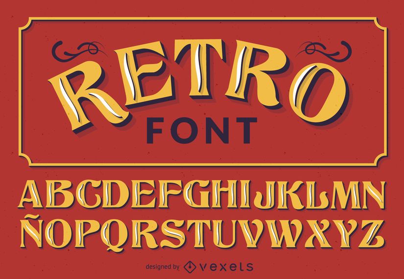 Download Retro Font Alphabet - Vector Download