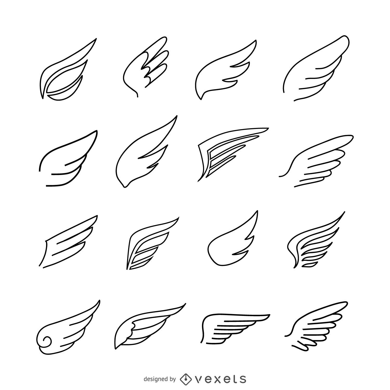 Pacote de modelo de logotipo de ícone de asas