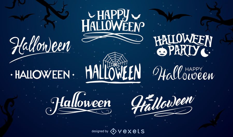 Halloween typography label set Halloween typography label set