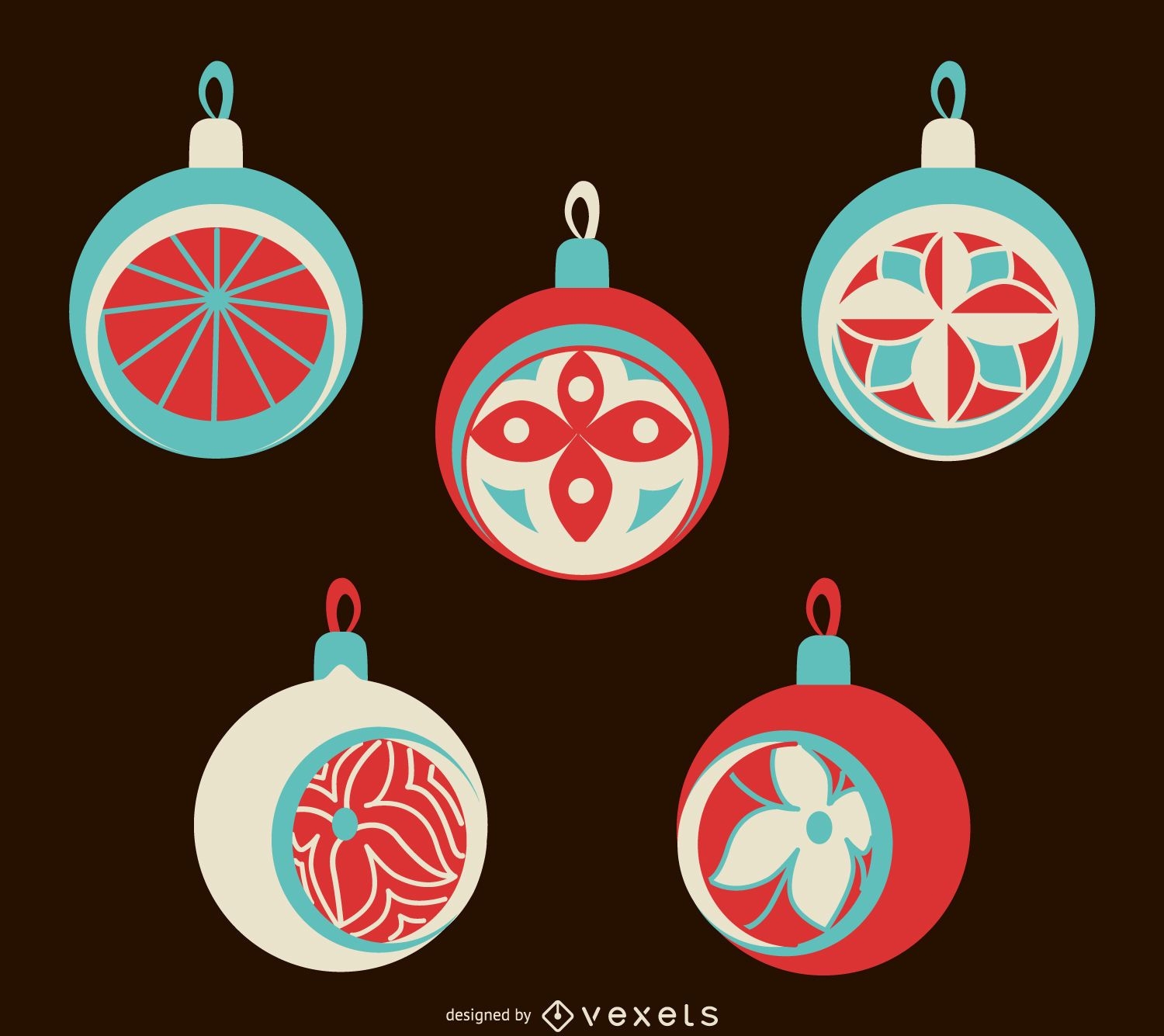 Flat isolated Christmas ornament set