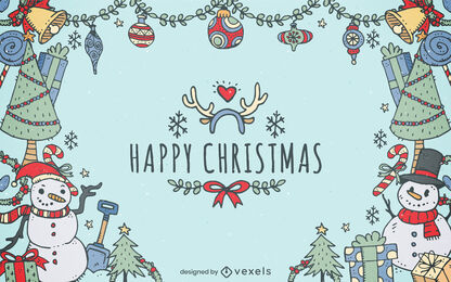 Fundo de rabiscos de elemento de natal