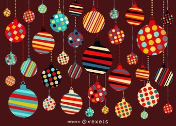 Christmas ornaments flat background