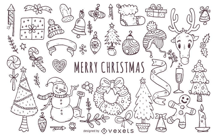 Christmas Elements Doodles Collection - Vector Download