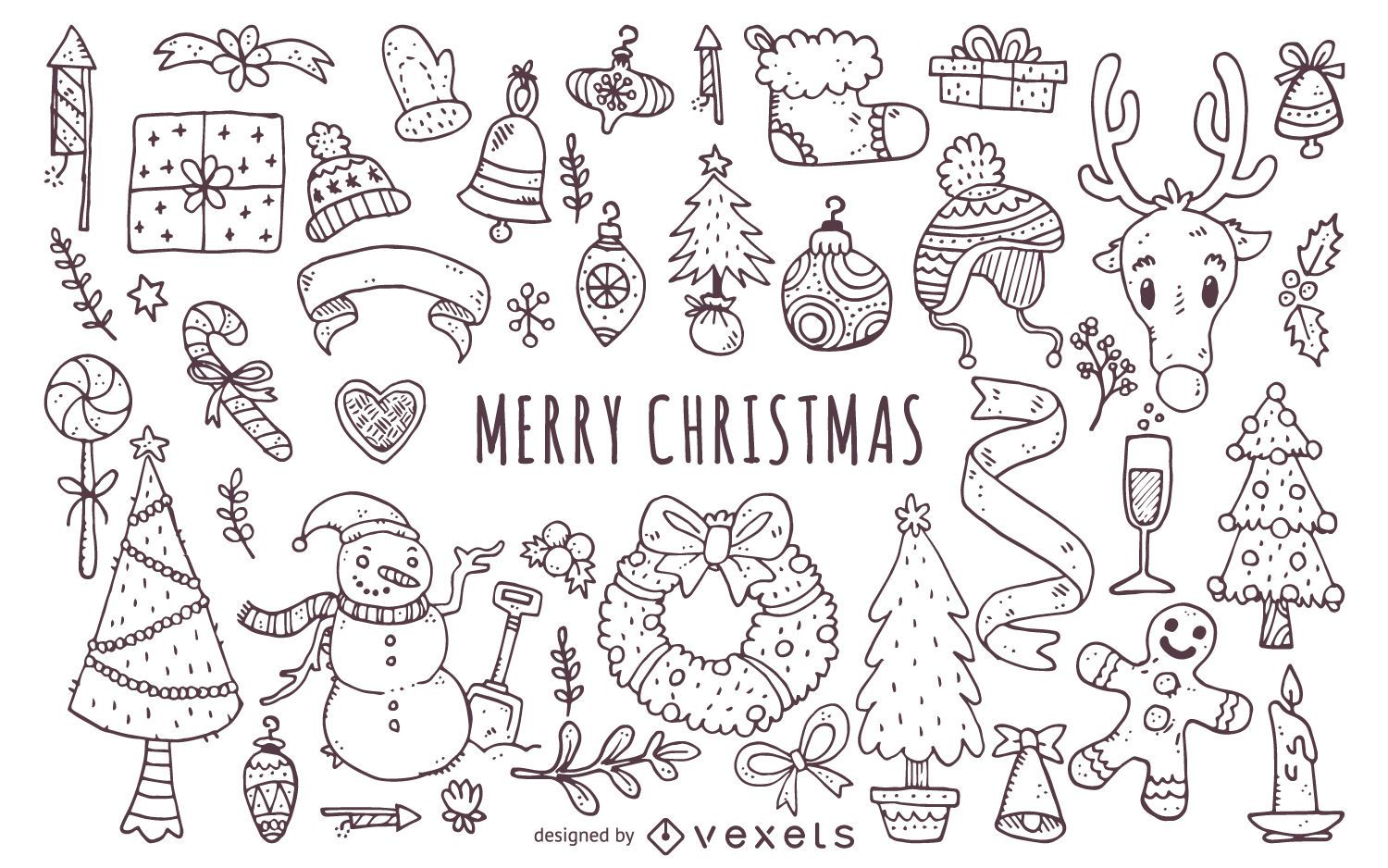 Christmas Elements Doodles Collection Vector Download