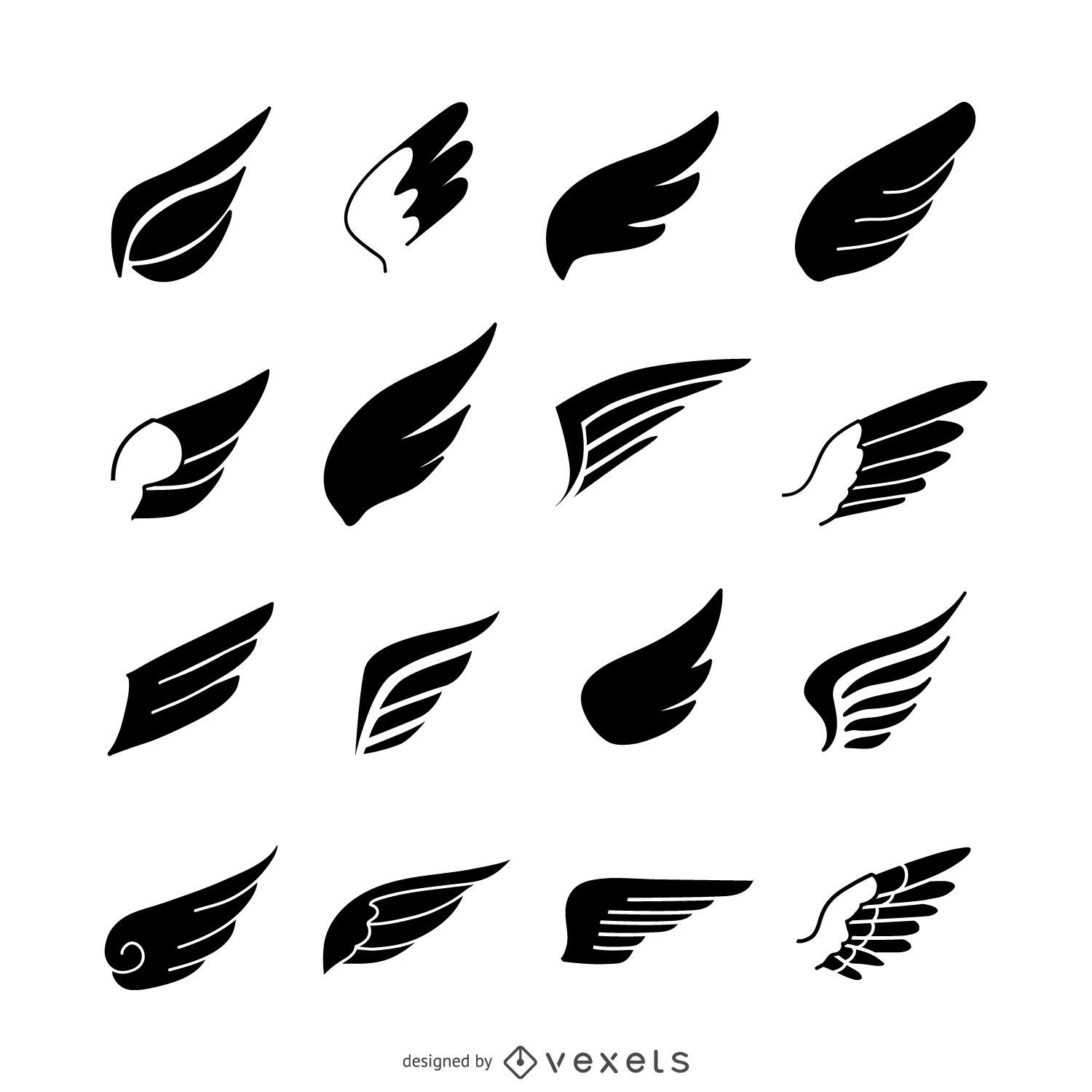 Wings icon logo template set Vector download