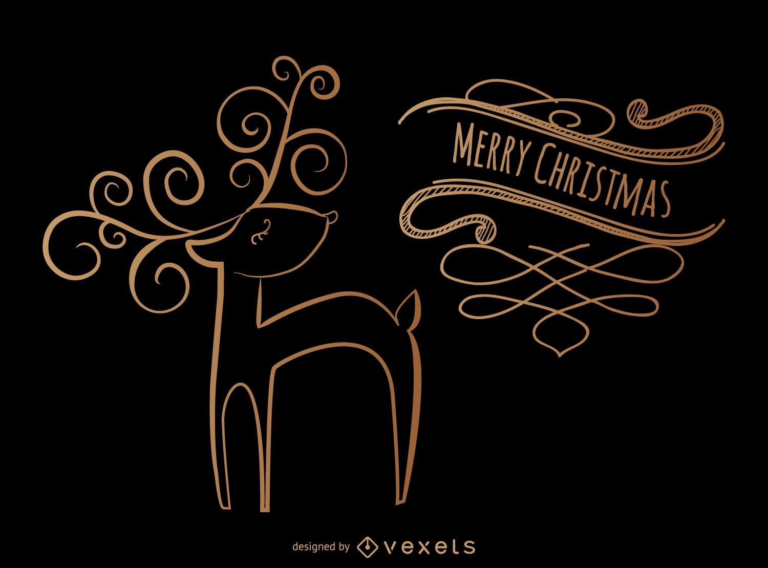Christmas deer swirls design