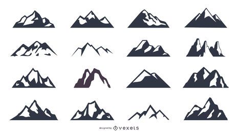 Conjunto de iconos de montaña Conjunto de iconos de montaña