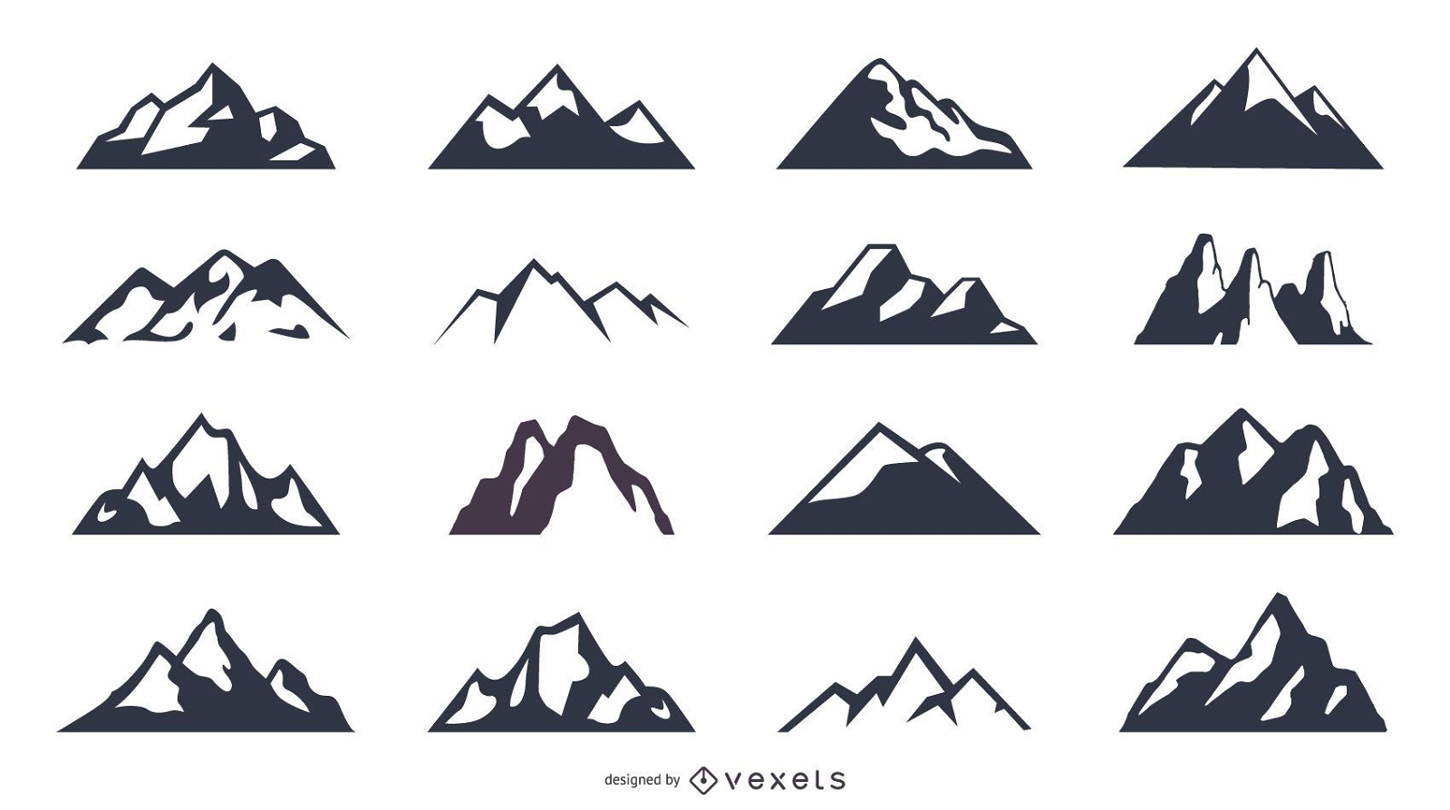 Conjunto de iconos de silueta de montaña