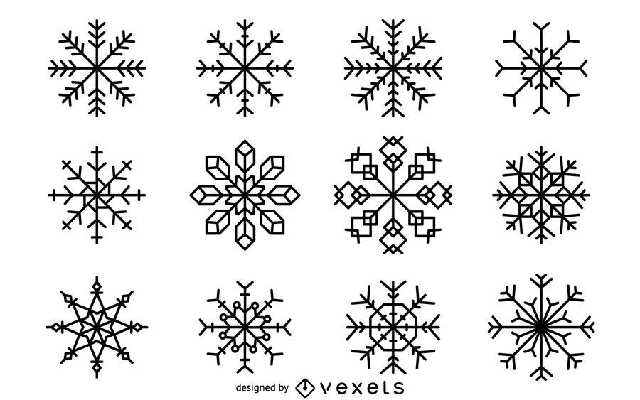 Conjunto de ilustração de flocos de neve de Natal Conjunto de ilustração de flocos de neve de Natal