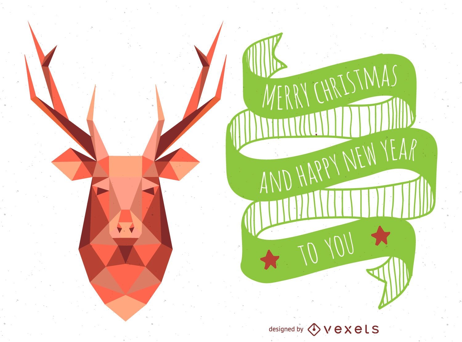 Polygonal christmas reindeer card