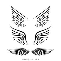 Angel wings illustration set