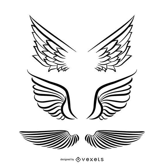 Conjunto de ilustração de asas de anjo Conjunto de ilustração de asas de anjo