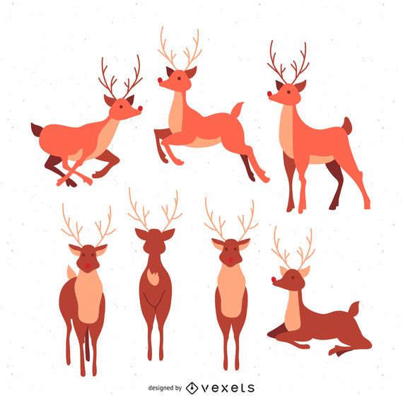 Stylized Reindeer Illustration Set - Vector Download