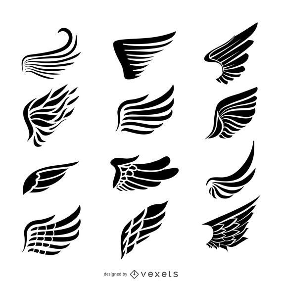 Wings label logo template set Wings label logo template set