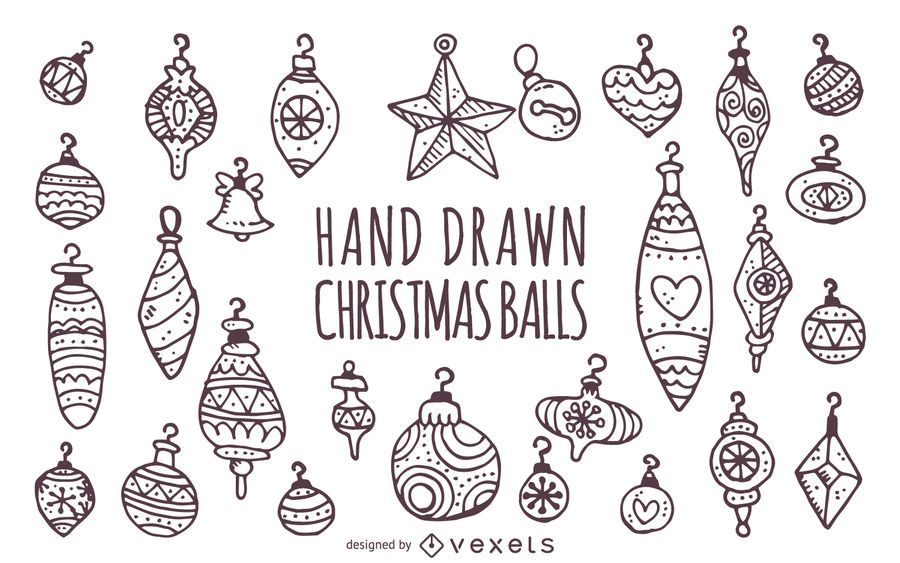 Conjunto de adornos de Navidad dibujados a mano Conjunto de adornos de Navidad dibujados a mano