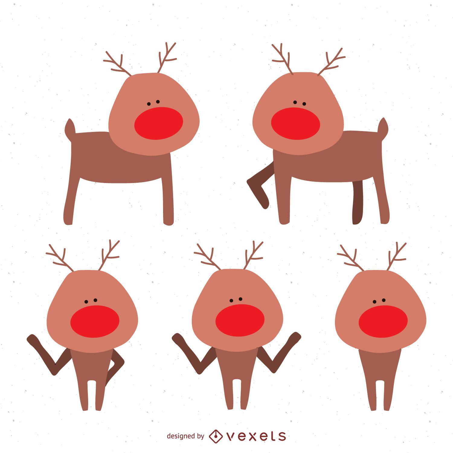Conjunto de ilustração de renas de natal
