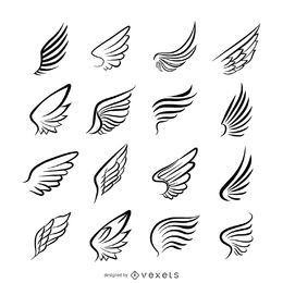 Coleção de logotipo do ícone de asas