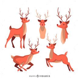 Conjunto de ilustração de cervos