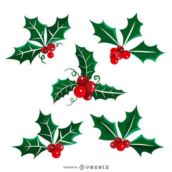Conjunto de ilustração de visco de Natal Conjunto de ilustração de visco de Natal