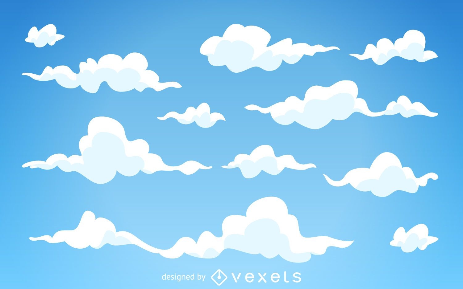 Illustrated cartoon clouds background
