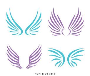 Ilustrações de asas de anjo em tons pastel