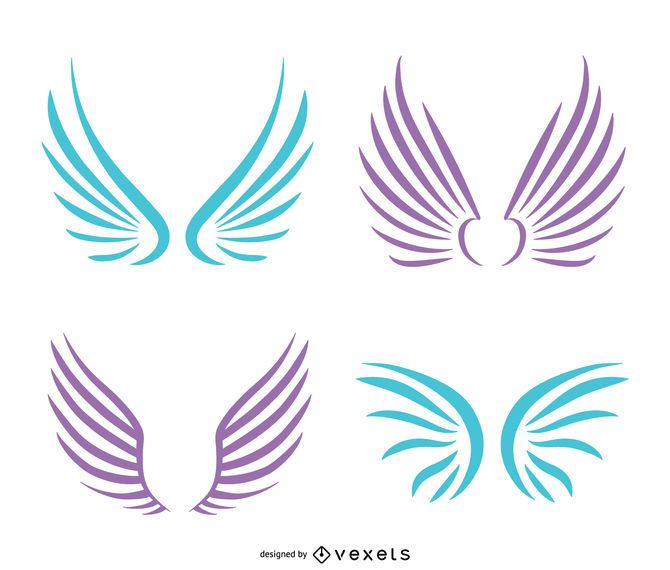 Ilustrações de asas de anjo em tons pastel Ilustrações de asas de anjo em tons pastel