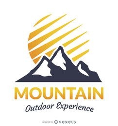 Design do modelo do logotipo do emblema da montanha