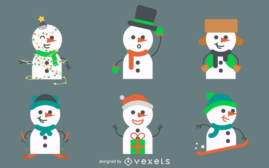 Colección de ilustración de muñecos de nieve plana Colección de ilustración de muñecos de nieve plana