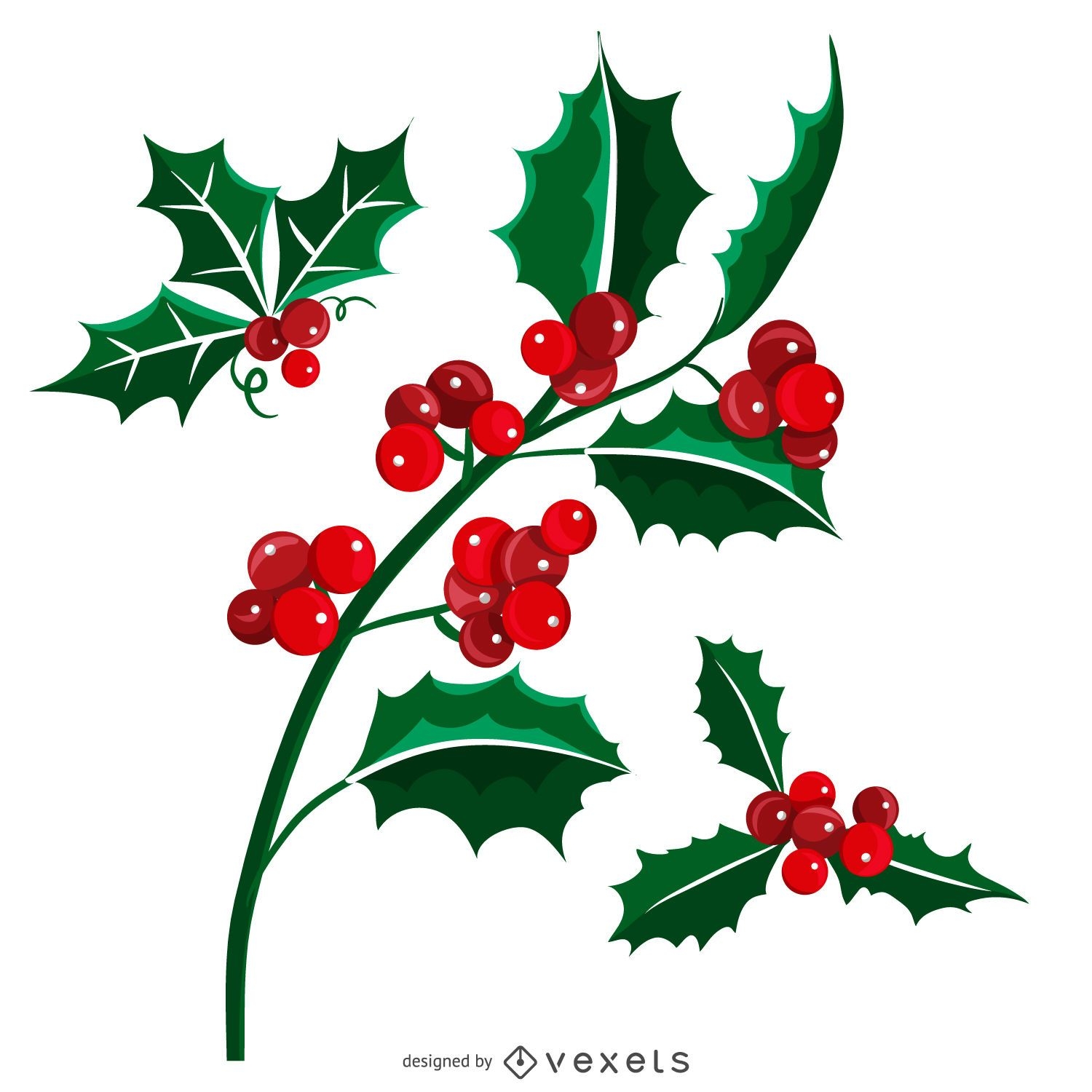 Illustrated Christmas mistletoe set