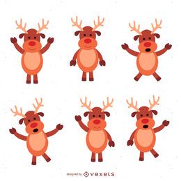 6 Weihnachtshirsch-Illustrationssatz