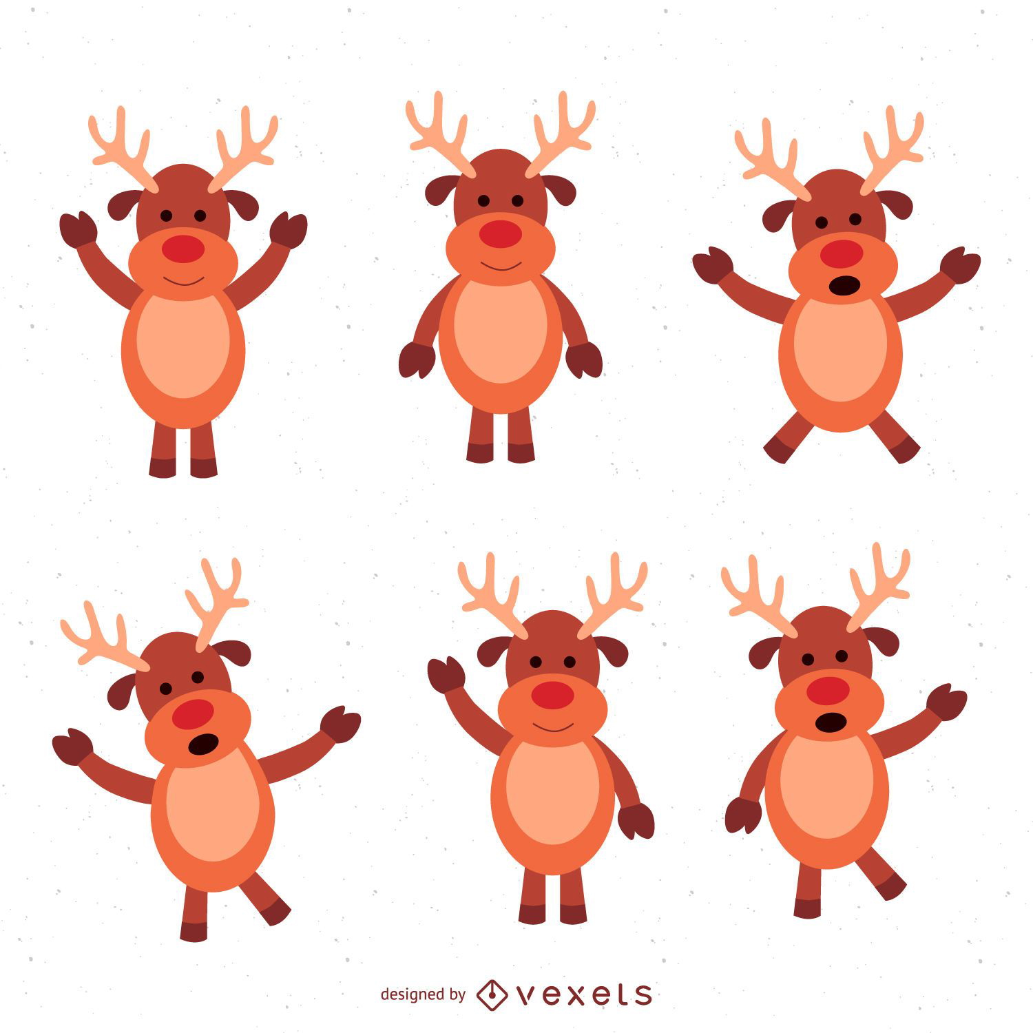 6 Christmas deer illustration set