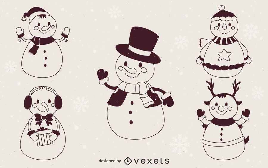 Navidad muñecos de nieve ilustración contornos Navidad muñecos de nieve ilustración contornos