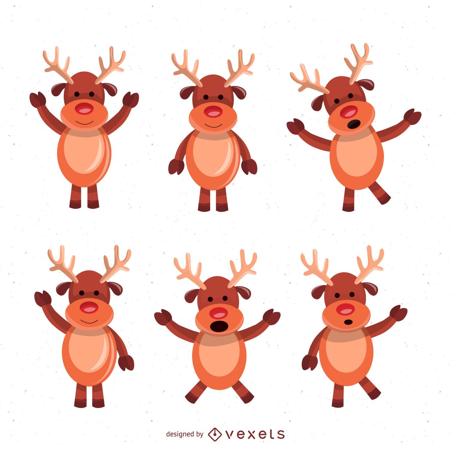 Christmas deer cartoon illustration set