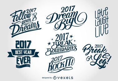Rótulos de letras de ano novo de 2017