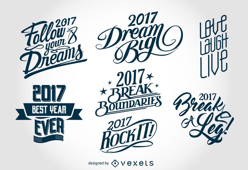 2017 New Year lettering labels 2017 New Year lettering labels