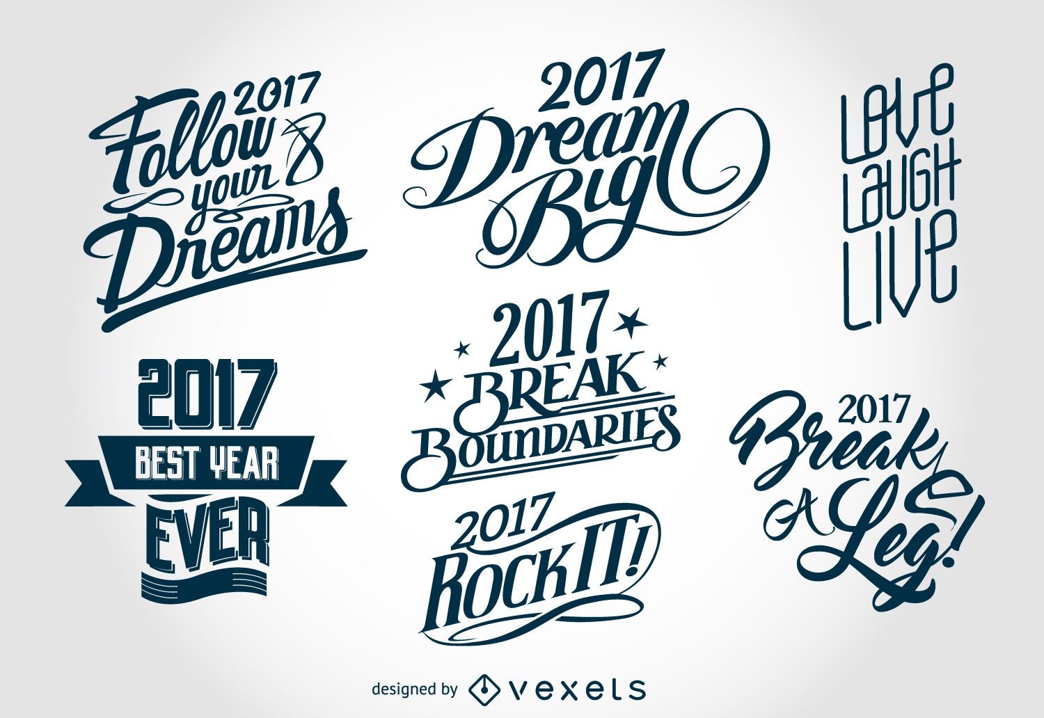 2017 New Year lettering labels
