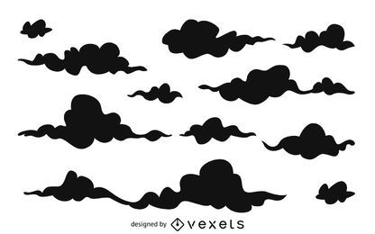 Cartoon cloud silhouettes background